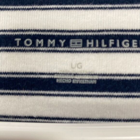 Tommy Hilfiger Shirt Teens Large Blue/White Striped Long Sleeve V Neck Pullover - Picture 5 of 16